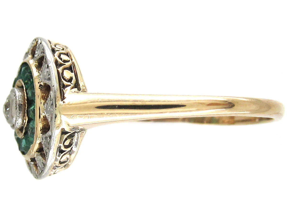 Art Deco Emerald & Diamond Target Ring 5 Art Deco Emerald & Diamond Target Ring - Image 3