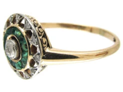 Art Deco Emerald & Diamond Target Ring 13 Art Deco Emerald & Diamond Target Ring -Antique Jewellery Company IMG 4191