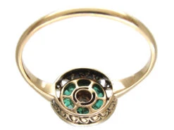Art Deco Emerald & Diamond Target Ring 14 Art Deco Emerald & Diamond Target Ring -Antique Jewellery Company IMG 4192