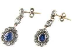 Georgian Sapphire & Diamond Drop Earrings 9 Georgian Sapphire & Diamond Drop Earrings -Antique Jewellery Company IMG 4245
