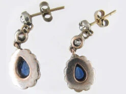 Georgian Sapphire & Diamond Drop Earrings 10 Georgian Sapphire & Diamond Drop Earrings -Antique Jewellery Company IMG 4246