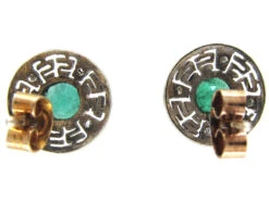 Emerald & Diamond Round Key Design Earrings -Antique Jewellery Company IMG 4264