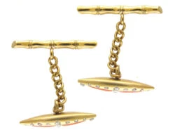Victorian 18ct Gold Coral & Diamond Cufflinks 6 Victorian 18ct Gold Coral & Diamond Cufflinks -Antique Jewellery Company IMG 4293