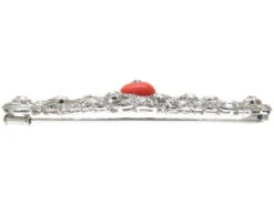 Diamond & Coral Brooch Art Deco Brooch -Antique Jewellery Company IMG 4554