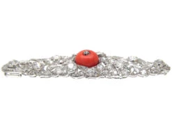 Diamond & Coral Brooch Art Deco Brooch -Antique Jewellery Company IMG 4555