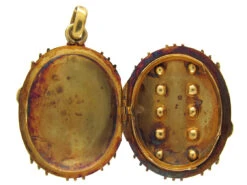 Ruby & Emerald Studded Victorian Gold Oval Locket 8 Ruby & Emerald Studded Victorian Gold Oval Locket -Antique Jewellery Company IMG 4559