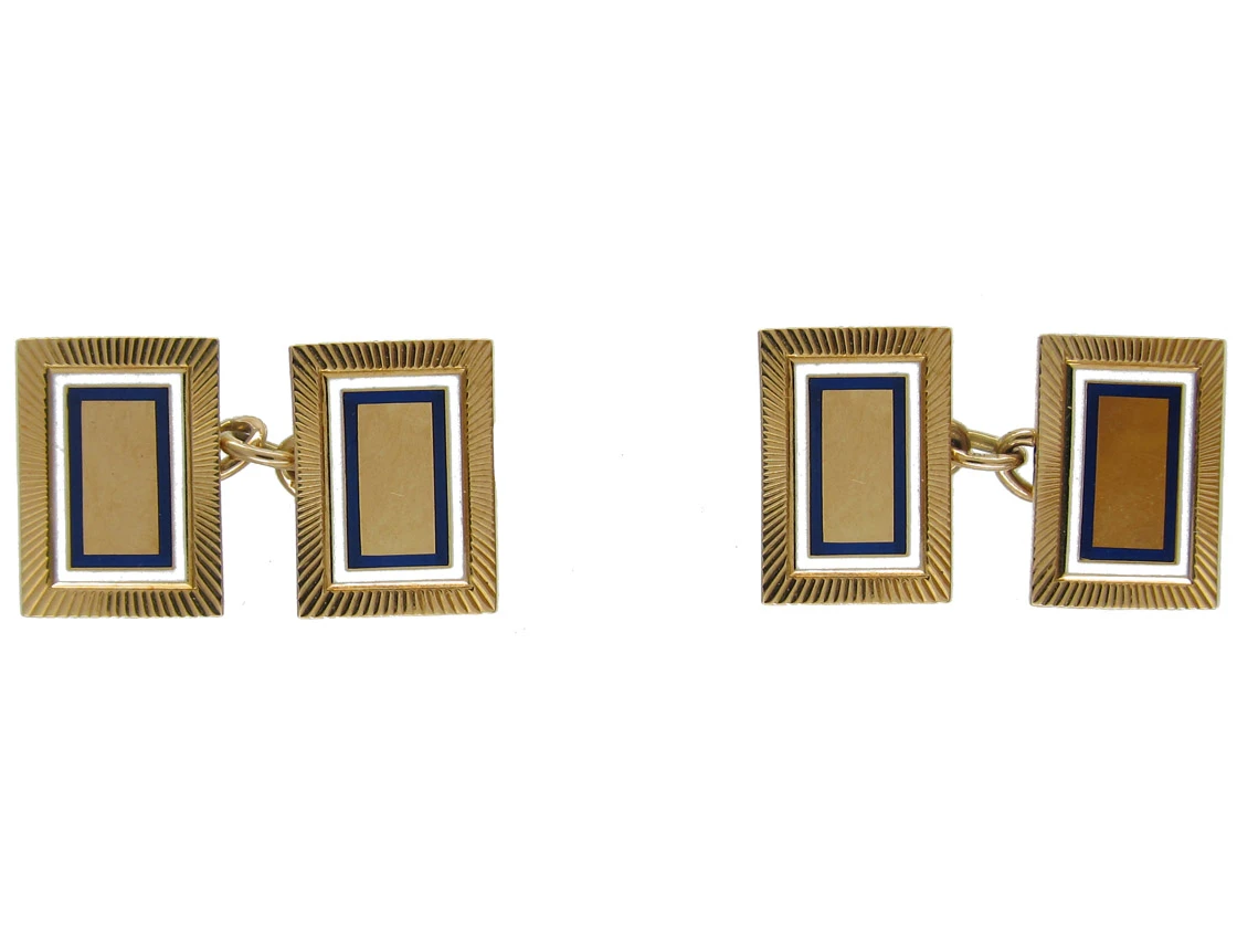 18ct Gold Art Deco Enamel Cufflinks By Cropp & Farr 3 18ct Gold Art Deco Enamel Cufflinks By Cropp & Farr