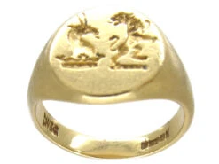18ct Gold Double Crested Signet Ring -Antique Jewellery Company IMG 4742