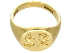 18ct Gold Double Crested Signet Ring -Antique Jewellery Company IMG 4747