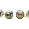 15ct Gold & Rock Crystal Cufflinks Of A Jack Russell, Racing & A Horse Head
