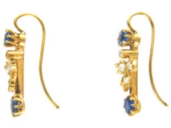 18ct Gold Edwardian Sapphire ​& Diamond Drop Earrings -Antique Jewellery Company IMG 4834