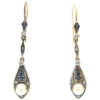 Sapphire, Diamond & Pearl Art Deco Drop Earrings 2 Sapphire, Diamond & Pearl Art Deco Drop Earrings -Antique Jewellery Company IMG 4871