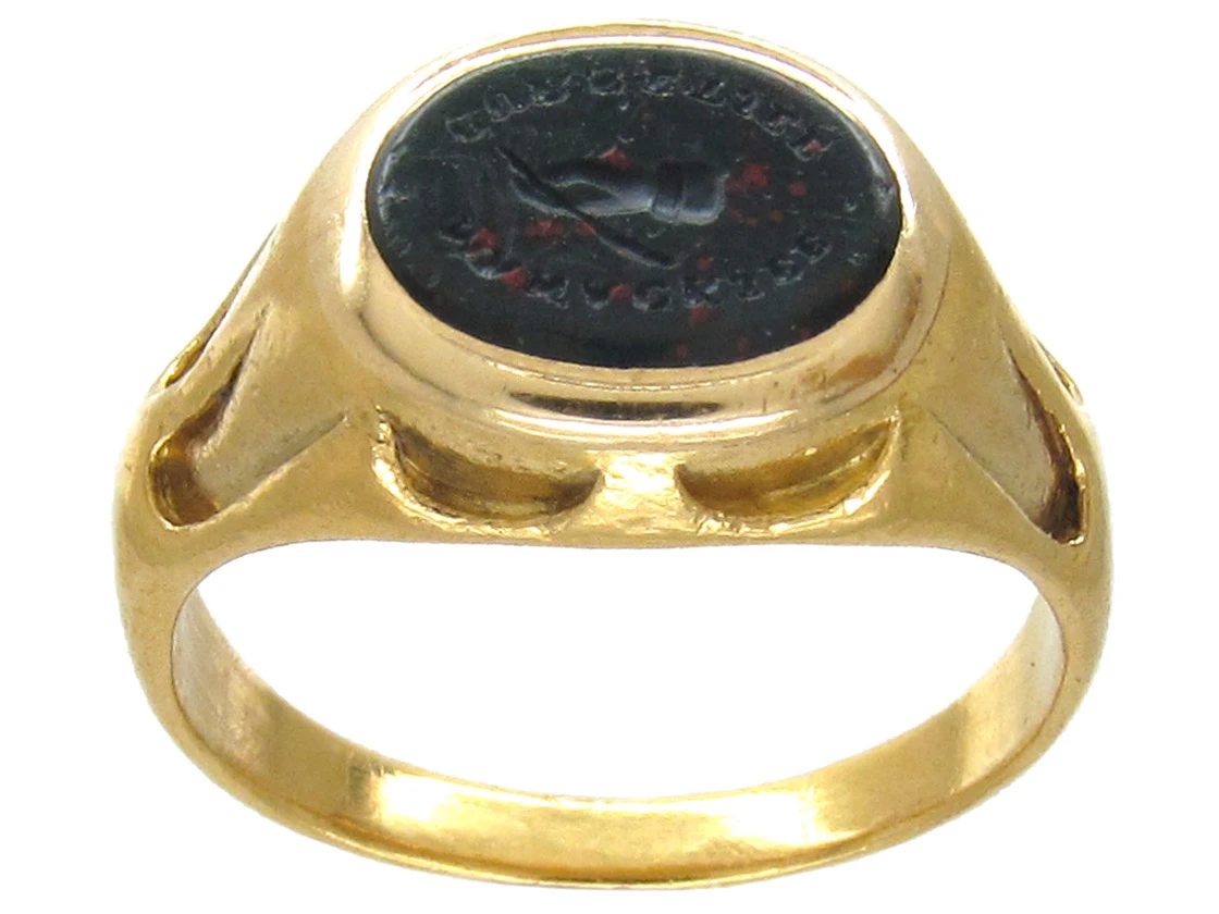 Victorian Indian Aristocrat Bloodstone Signet Ring 4 Victorian Indian Aristocrat Bloodstone Signet Ring - Image 2