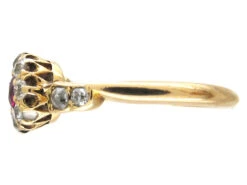 Edwardian Ruby & Diamond Cluster Ring With Diamond Shoulders 16 Edwardian Ruby & Diamond Cluster Ring With Diamond Shoulders -Antique Jewellery Company IMG 5094