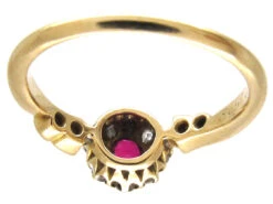 Edwardian Ruby & Diamond Cluster Ring With Diamond Shoulders 18 Edwardian Ruby & Diamond Cluster Ring With Diamond Shoulders -Antique Jewellery Company IMG 5096