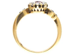 Edwardian Ruby & Diamond Cluster Ring With Diamond Shoulders 19 Edwardian Ruby & Diamond Cluster Ring With Diamond Shoulders -Antique Jewellery Company IMG 5097