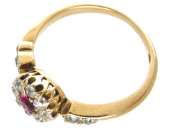 Edwardian Ruby & Diamond Cluster Ring With Diamond Shoulders 21 Edwardian Ruby & Diamond Cluster Ring With Diamond Shoulders -Antique Jewellery Company IMG 5099