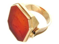 Gold & Carnelian Love Birds Ring -Antique Jewellery Company IMG 5461