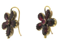 Georgian Flat Cut Almandine Garnet Pansy Earrings 9 Georgian Flat Cut Almandine Garnet Pansy Earrings -Antique Jewellery Company IMG 55021