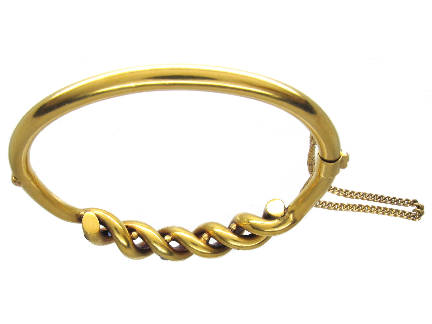 Edwardian 15ct Gold Ruby, Sapphire & Diamond Bangle 4 Edwardian 15ct Gold Ruby, Sapphire & Diamond Bangle - Image 2