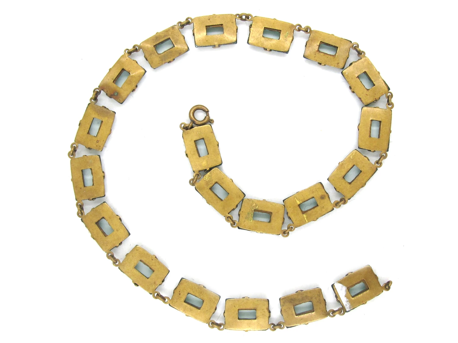 Art Deco Czechoslovakian Green Glass Necklace 4 Art Deco Czechoslovakian Green Glass Necklace - Image 2