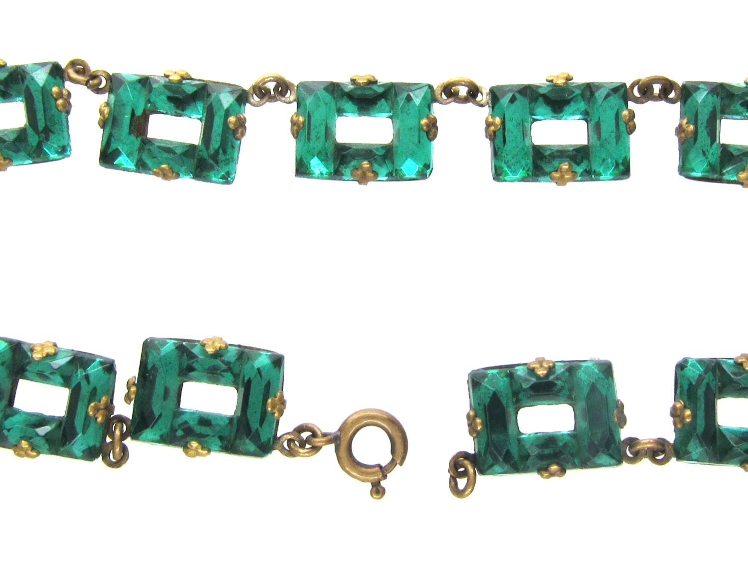 Art Deco Czechoslovakian Green Glass Necklace 5 Art Deco Czechoslovakian Green Glass Necklace - Image 3