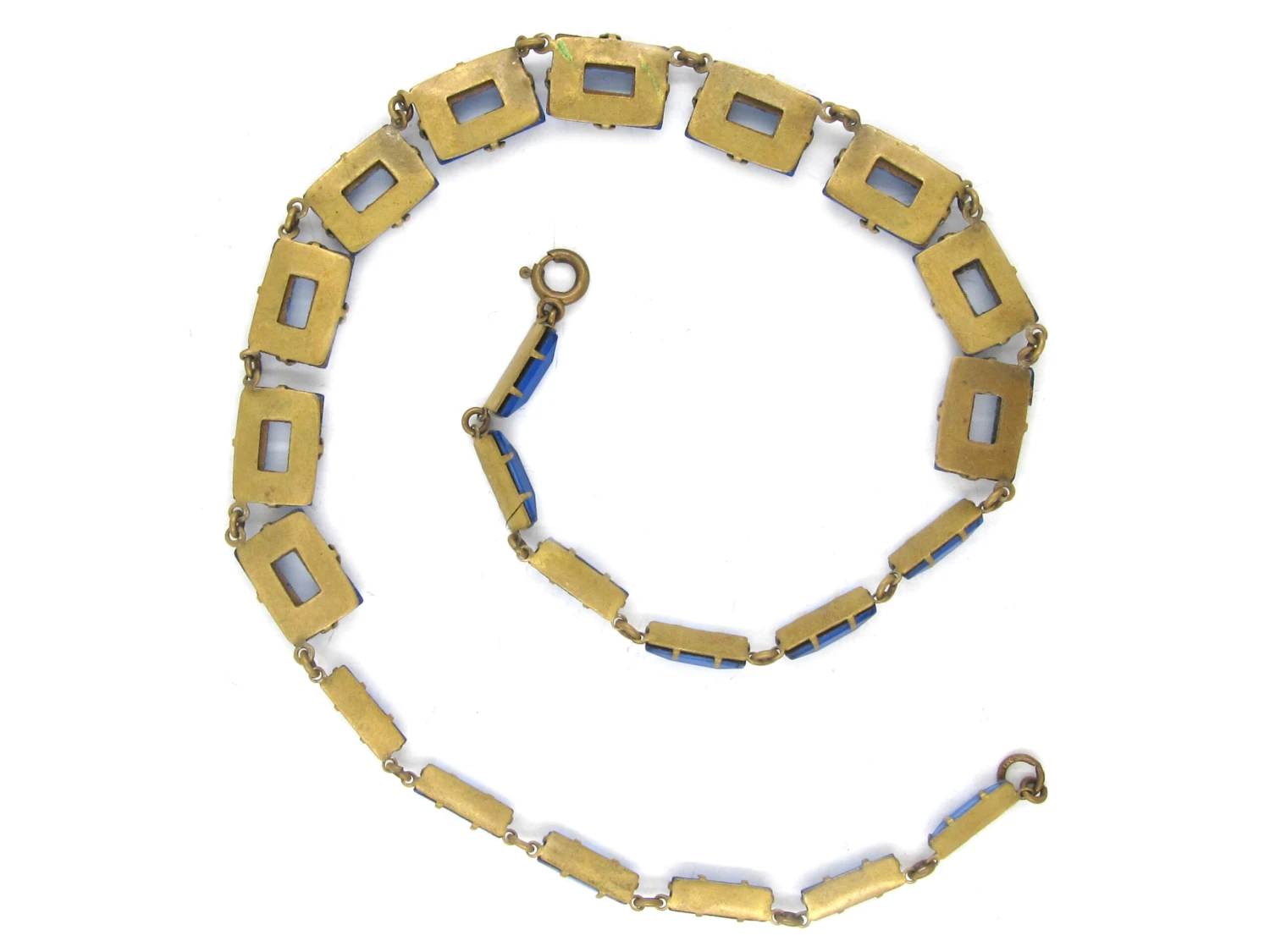 Art Deco Czechoslovakian Blue Glass Necklace 4 Art Deco Czechoslovakian Blue Glass Necklace - Image 2