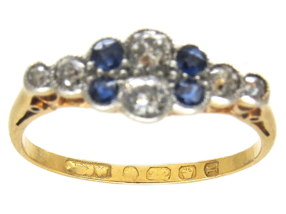 Edwardian Diamond & Sapphire Ring 5 Edwardian Diamond & Sapphire Ring - Image 3