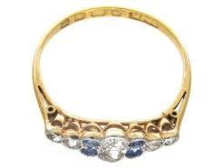 Edwardian Diamond & Sapphire Ring 22 Edwardian Diamond & Sapphire Ring -Antique Jewellery Company IMG 6056