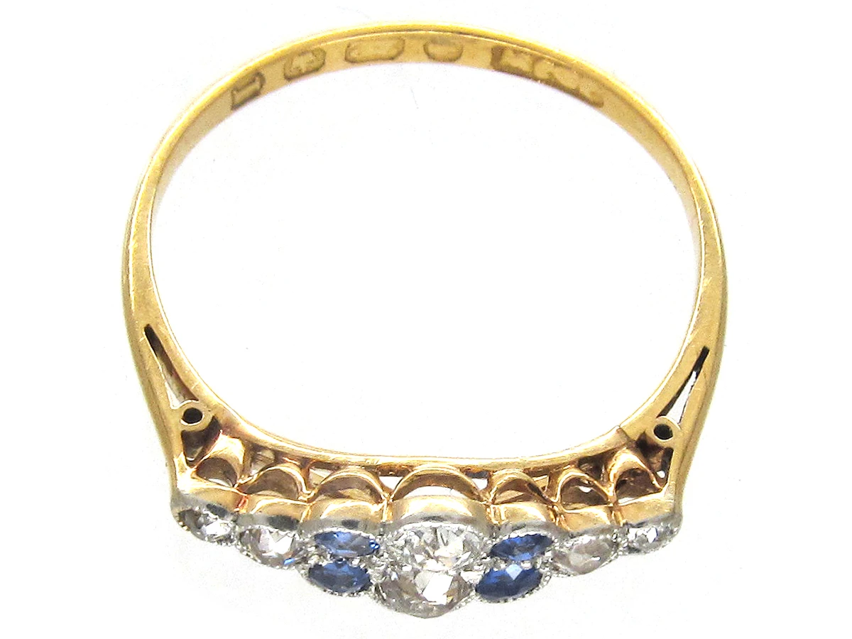 Edwardian Diamond & Sapphire Ring 12 Edwardian Diamond & Sapphire Ring - Image 10