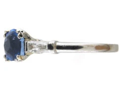 Sapphire Solitaire Ring With Diamond Baguette Shoulders -Antique Jewellery Company IMG 6062