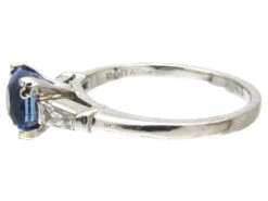 Sapphire Solitaire Ring With Diamond Baguette Shoulders -Antique Jewellery Company IMG 6063