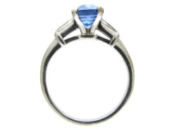 Sapphire Solitaire Ring With Diamond Baguette Shoulders -Antique Jewellery Company IMG 6065