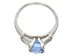 Sapphire Solitaire Ring With Diamond Baguette Shoulders -Antique Jewellery Company IMG 6066