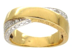 18ct Gold & Diamond Twisted Band Ring By Balmain 19 18ct Gold & Diamond Twisted Band Ring By Balmain -Antique Jewellery Company IMG 6087