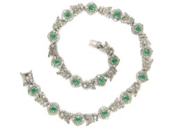 Victorian Silver & Green & White Paste Necklace