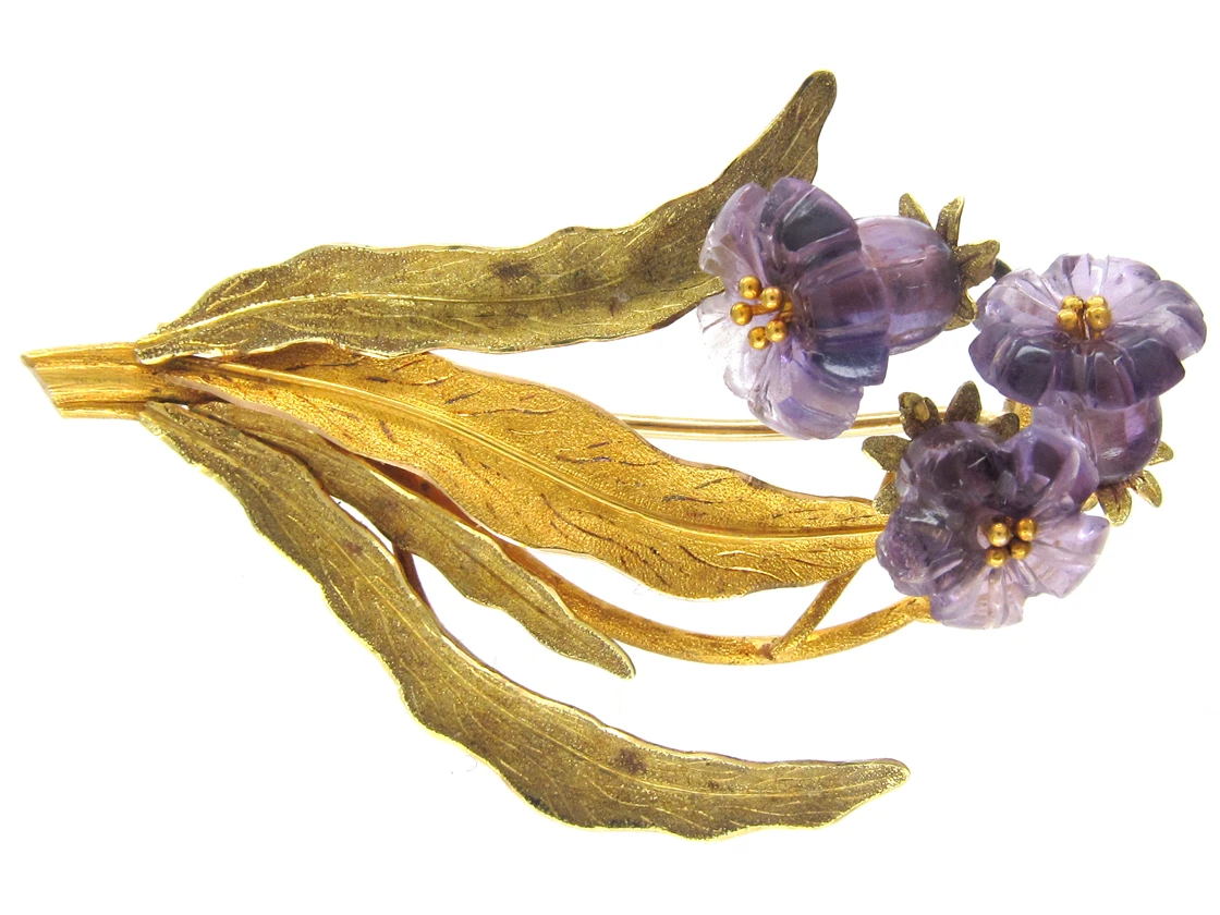 Georgian 15ct Two Colour Gold Botanical Brooch 3 Georgian 15ct Two Colour Gold Botanical Brooch