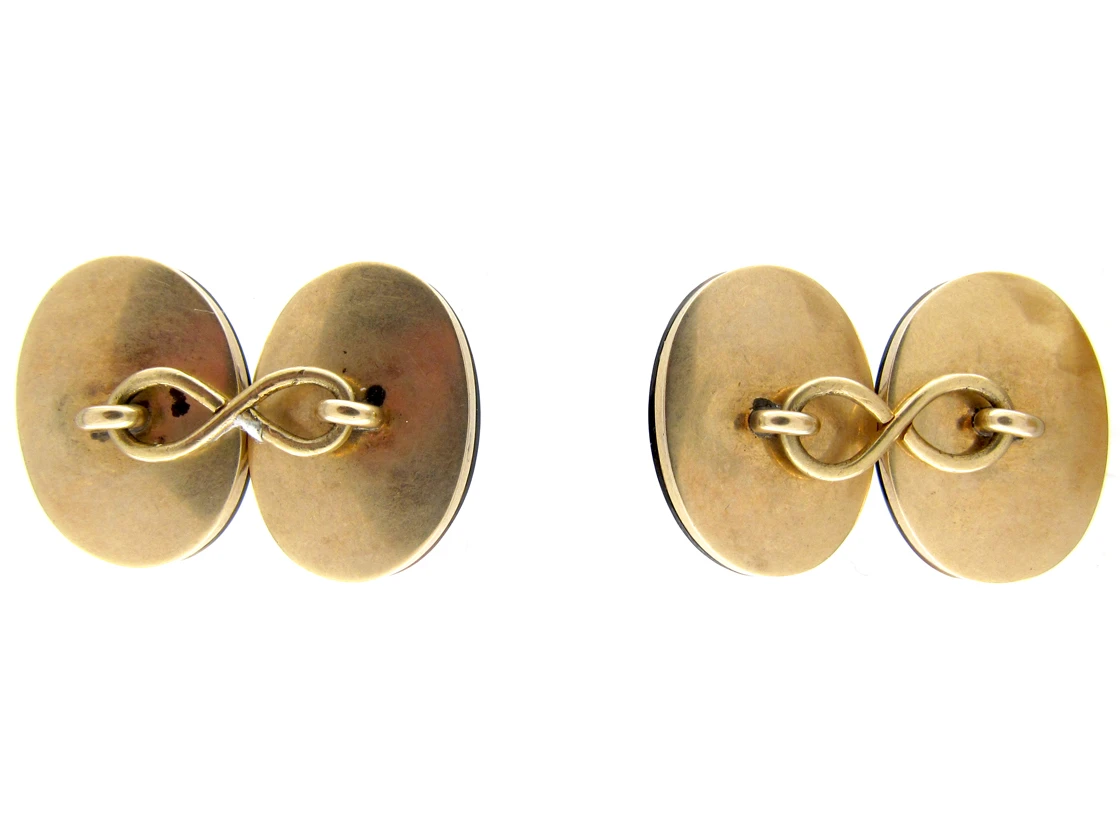 Victorian 15ct Gold Banded Sardonyx Cufflinks 4 Victorian 15ct Gold Banded Sardonyx Cufflinks - Image 2