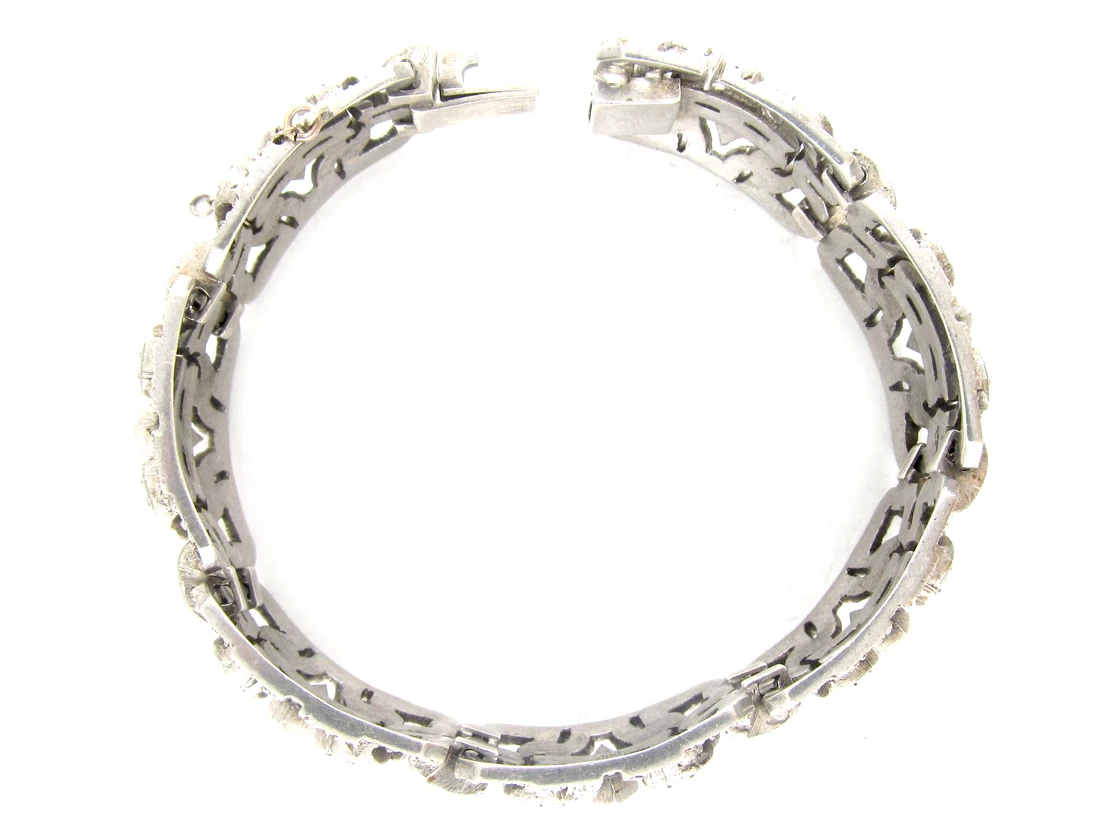 Art Deco Wide Silver & Marcasite Bracelet 7 Art Deco Wide Silver & Marcasite Bracelet - Image 5