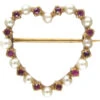 Edwardian Ruby & Pearl Heart Brooch In Original Case -Antique Jewellery Company IMG 6448