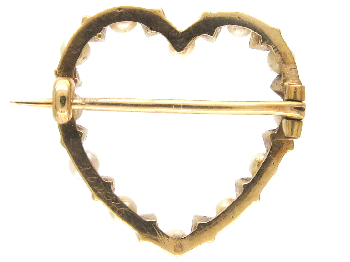 Edwardian Ruby & Pearl Heart Brooch In Original Case 4 Edwardian Ruby & Pearl Heart Brooch In Original Case - Image 2