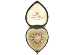 Edwardian Ruby & Pearl Heart Brooch In Original Case 8 Edwardian Ruby & Pearl Heart Brooch In Original Case -Antique Jewellery Company IMG 6451