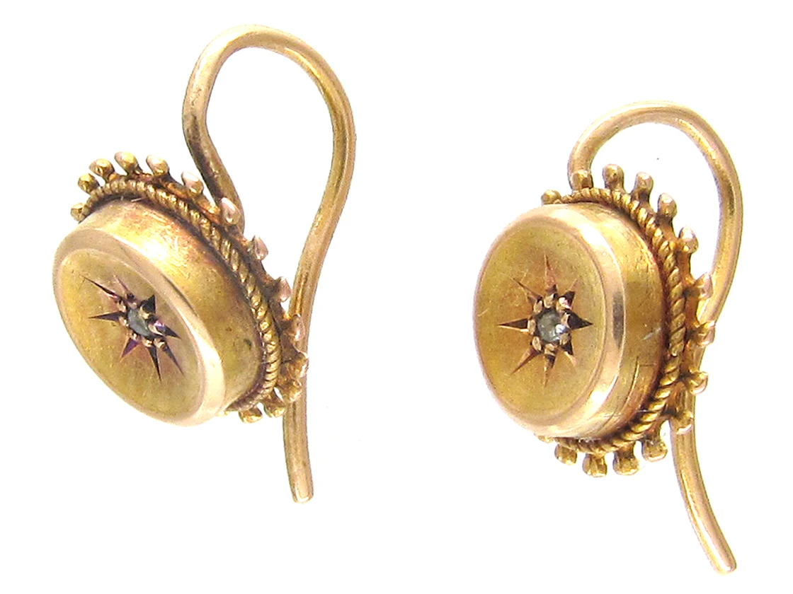 Victorian 15ct Gold & Diamond Stud Earrings Earrings 3 Victorian 15ct Gold & Diamond Stud Earrings Earrings