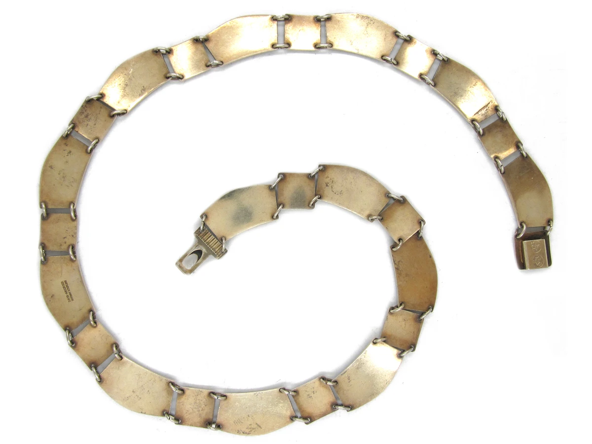 Norwegian Green & Black Enamel & Silver Art Deco Necklace 4 Norwegian Green & Black Enamel & Silver Art Deco Necklace - Image 2