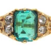 Victorian Rectangular Emerald & Diamond 18ct Gold Ring