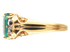 Victorian Rectangular Emerald & Diamond 18ct Gold Ring -Antique Jewellery Company IMG 6626