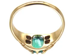 Victorian Rectangular Emerald & Diamond 18ct Gold Ring -Antique Jewellery Company IMG 6629