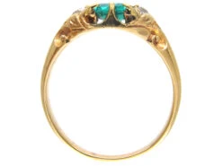 Victorian Rectangular Emerald & Diamond 18ct Gold Ring -Antique Jewellery Company IMG 6631