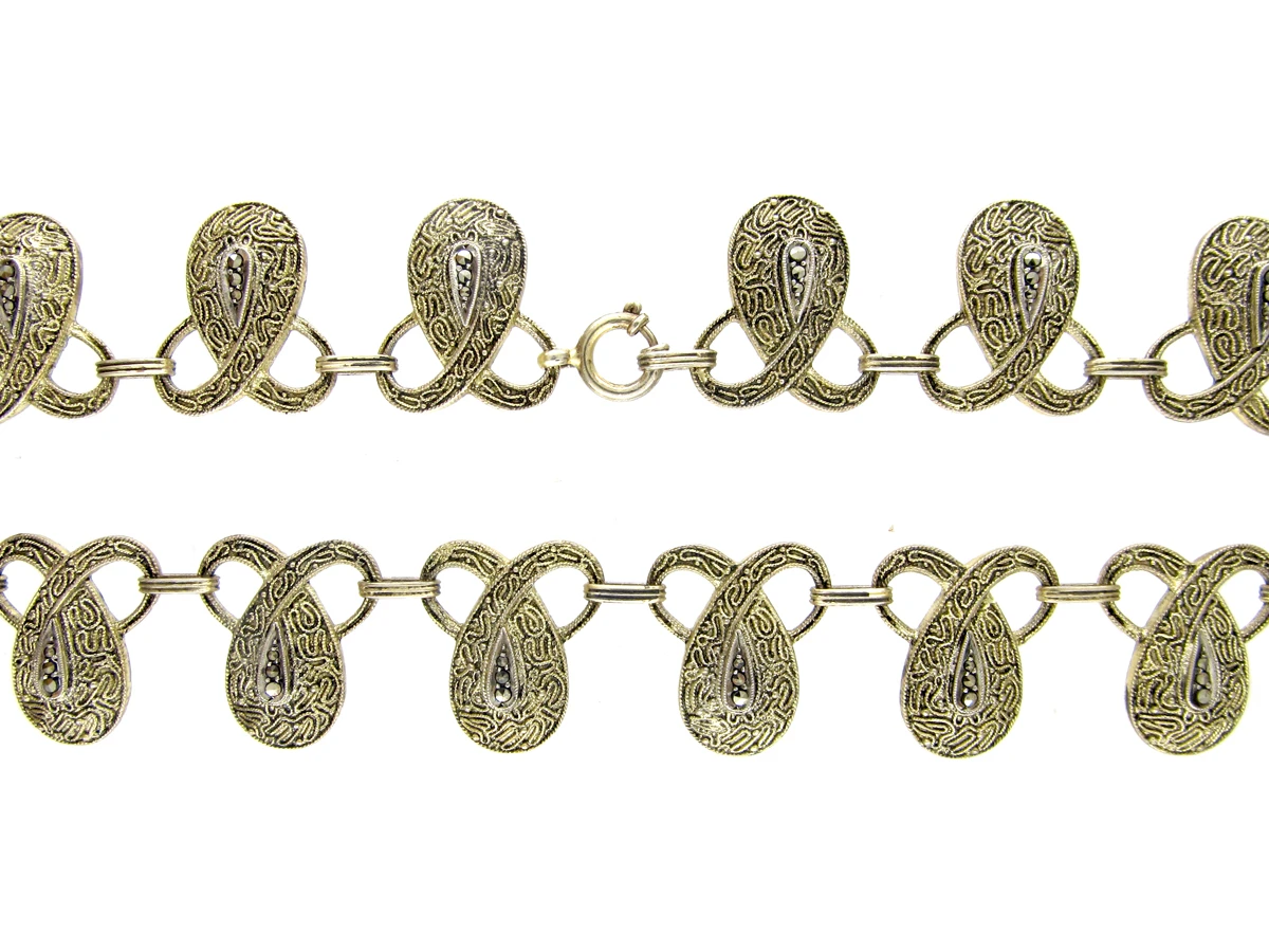 Art Deco Silver Gilt & Marcasite Necklace By Theodor Farhner 5 Art Deco Silver Gilt & Marcasite Necklace By Theodor Farhner - Image 3