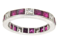 Art Deco Platinum Diamond & Ruby Eternity Ring -Antique Jewellery Company IMG 7018